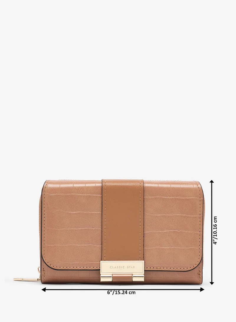 ELLA Brown Gold Accent Classic Flap Wallet for Women | Best Price UAE
